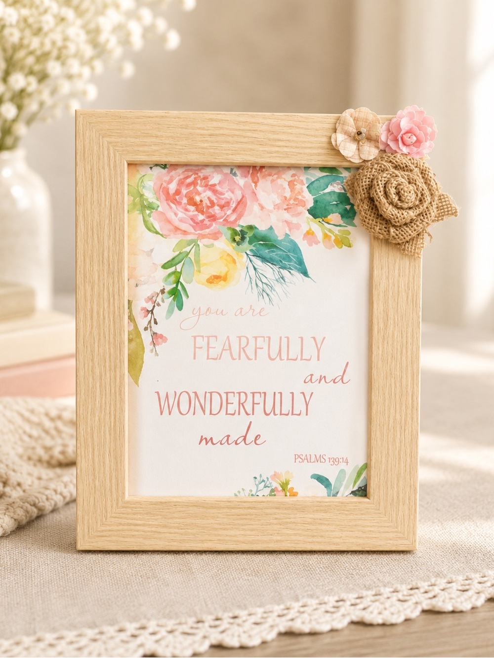 New “You Are Fearfully and Wonderfully Made” Canvas Print in Wooden Frame (V3)